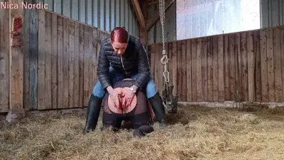 Miss Nica Nordic - Ass stuffed and pissed in the horse stable