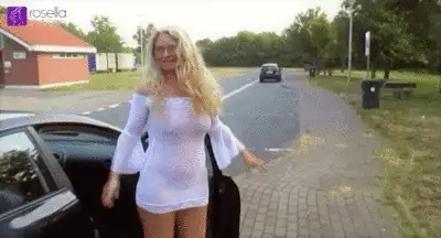 RosellaExtrem - Nude in public! 2 times extreme public pissing in front of spectators at a rest stop!