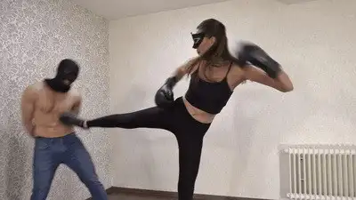 Madame Marissa - Kickboxing training - he's my punching bag!