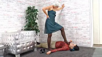Boss Girls Productions - The first trampling session on the slave