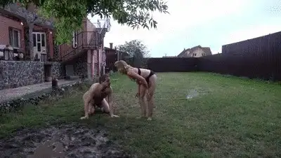 EATINGALLSHITFROMGODDESSES - Mistress Zeida and Faith - Feet domination - Mud humiliation outside