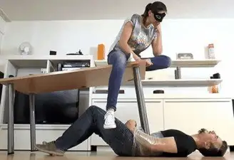 Madame Marissa - Crushing the slave's belly under the table