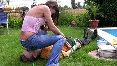 Mistress Katjas Clips & Pictures - 02-004 - Wet-Jeans Facesitting at the Pool (WMV - HQ - High Definition)