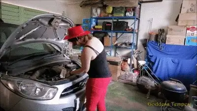 Goddess Tempest - Farting While Checking Oil