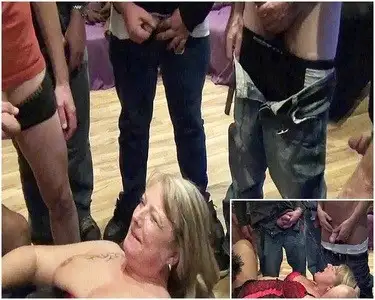RosellaExtrem - Public Extremely Cum and Piss Bukkake! Perverse mass besmirching! Part 2