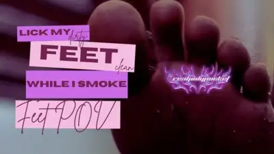 Poly Pocket - Lick My Feet Clean While I Smoke! Ebony Feet Smoking Fetish