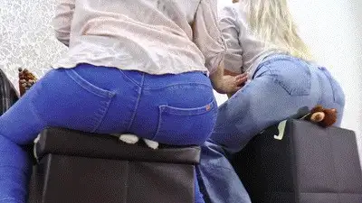 Boss Girls Productions - Queen Hanna and Mistress Jane - 2 victims flattened under 2 jeans asses - small version