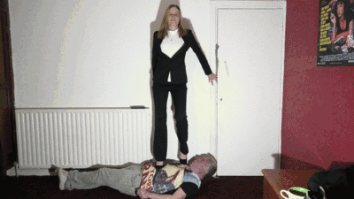 Danielle Tramples Her Slave In 4 Different Outfits