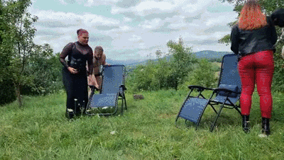 Mountain retreat part 13 - Andreea and BlackCat - smoking and human ashtray in nature