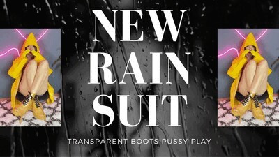 rubber rain suit and transparent boots