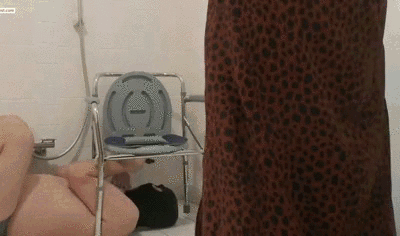 Fat Slave Lay Under the Toilet Bowl to Receive the Shits and Golden Shower Fresh from the Hot Mistre